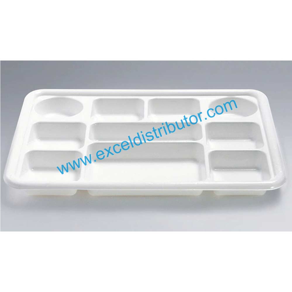 White 10 Compartment Plate -  - Virgin Plastic Thalis