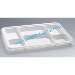 6CP506-  6 Compartment Plastic Plate White Color – 300/CS