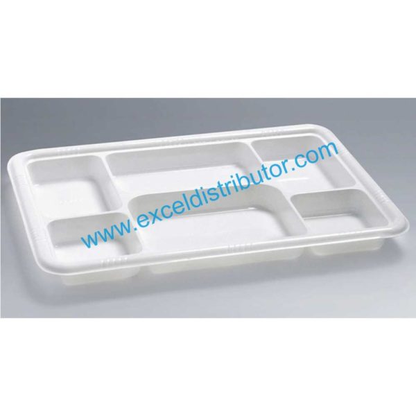 6CP506-  6 Compartment Plastic Plate White Color – 300/CS