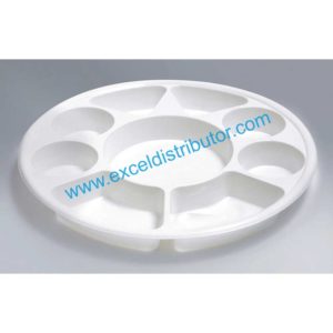 9CP504- 9 Compartment Round Plastic White Color Plate- 200/CS