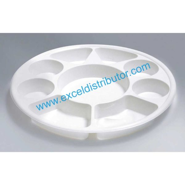 9CP504- 9 Compartment Round Plastic White Color Plate- 200/CS