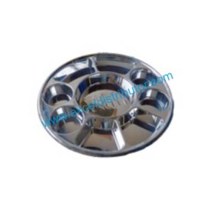 9CSP504- 9 Compartment Round Silver Color Plastic Plate-200/CS