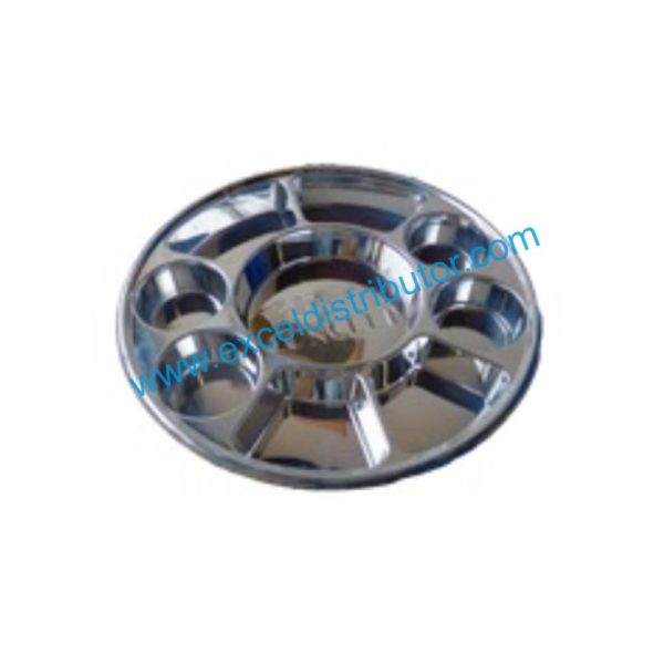 9CSP504- 9 Compartment Round Silver Color Plastic Plate-200/CS