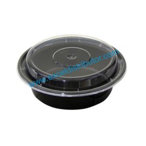 NC718B-NewspringVersa 16oz Round Black Microwavable Combo Container 150/CS