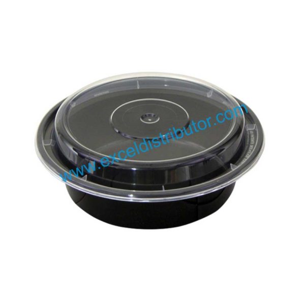NC718B-NewspringVersa 16oz Round Black Microwavable Combo Container 150/CS