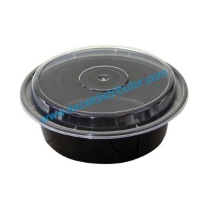 NC729B- NewspringVersa 32oz Round Black Microwavable Combo Container 150/CS