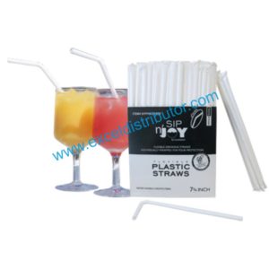 Crystal wareSFPPIW25400 White Flexible WrappedPlastic Straws25/400/CS