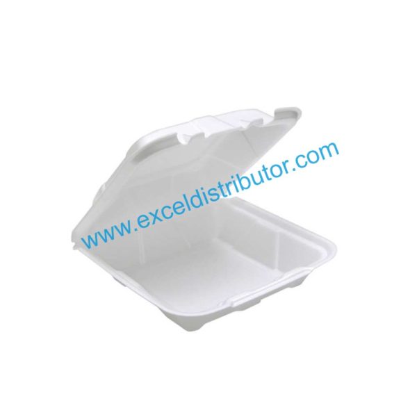 YTD188010000 – 8” X 8” X 3” White Foam Square Vented TakeOut Container With Perforated Hinged Lid - 150/CS