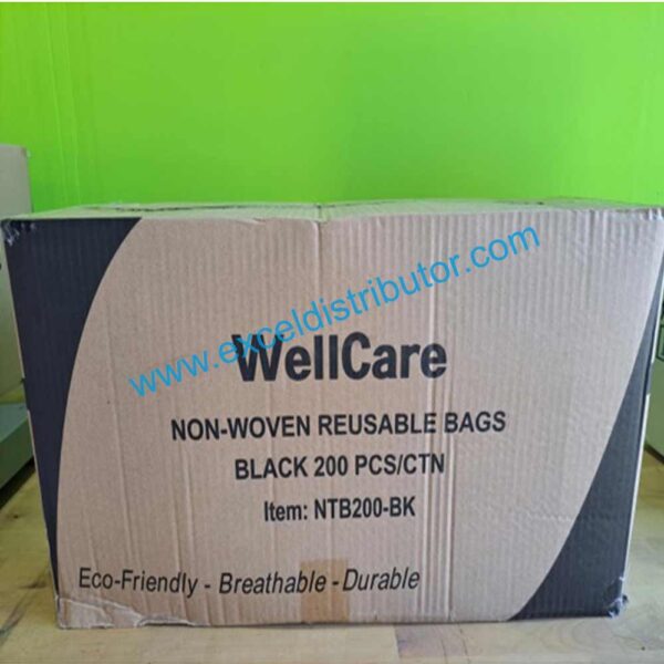 Non-woven Reusable Bags Black 200/case - Image 2