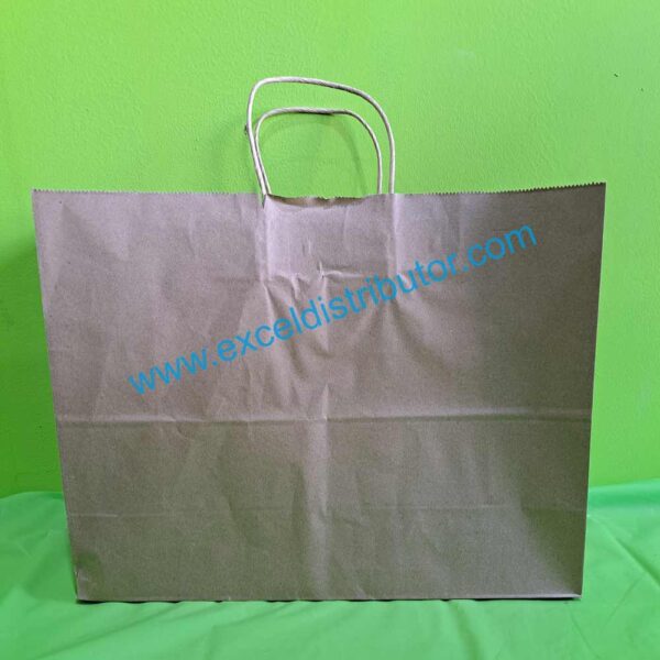 Natural Kraft Paper Shopping Bag with Handles size 16”x6”x12”  - 250/Case - Image 2