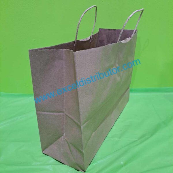 Natural Kraft Paper Shopping Bag with Handles size 16”x6”x12”  - 250/Case - Image 3