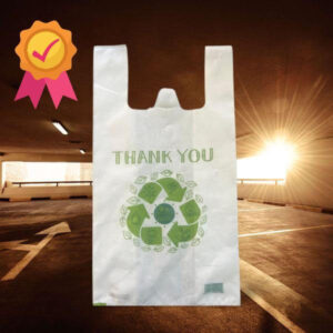 NON WOVEN WHITE BAG GREN PRINT 12X7X22 SIZE 220/CS